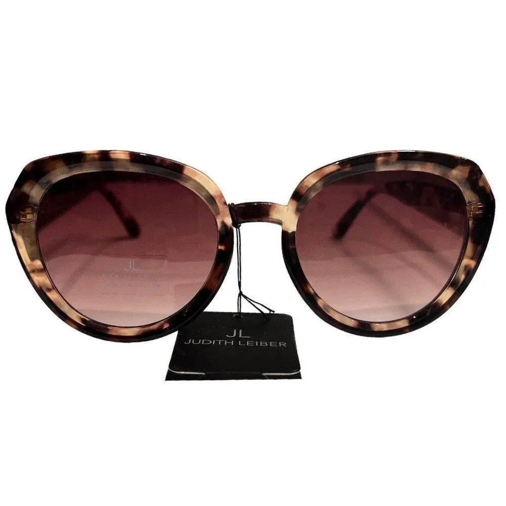Judith Leiber Sunglasses Women’s Tortoise Round High Bridge‎ Black Brown Violet